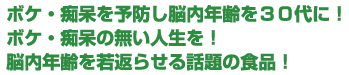 ボケ・痴呆を予防し脳内年齢を３０代に！ボケ・痴呆の無い人生を！脳内年齢を若返らせる話題の食品！